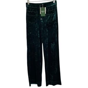 Halara NWT Crushed Velvet Pull-On Pants Sz S Green Wide Leg Wickedcore Fairygoth